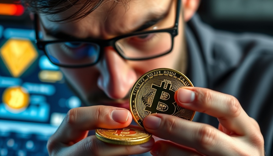 Bitcoin Conference Insights: Enthusiast examining coins.