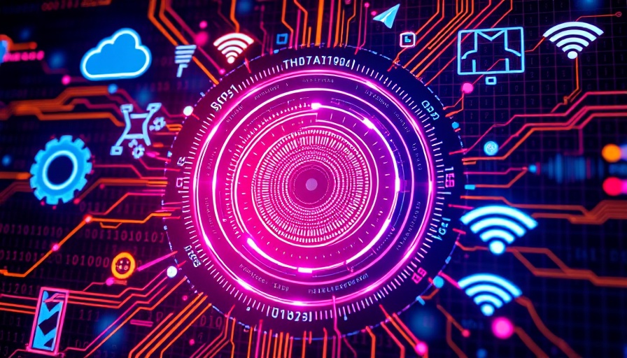 Abstract representation of AI's impact on click-through rates with tech symbols.