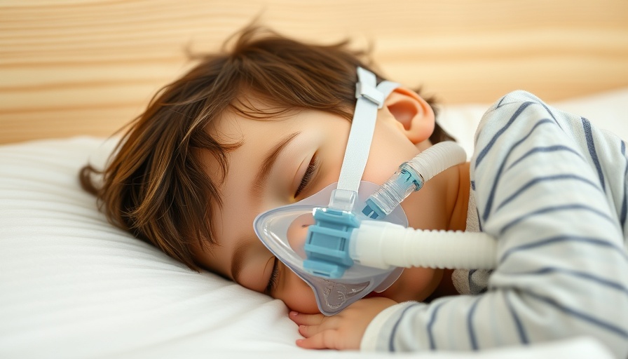 Child sleeping with CPAP mask, promoting sleep safety in children.