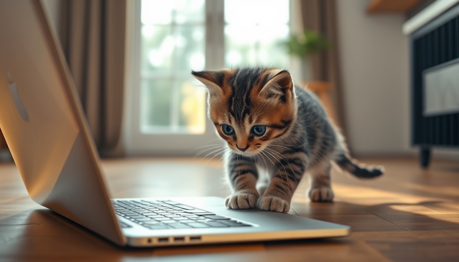 Playful kitten exploring laptop, representing curious almost-customers in local SEO.