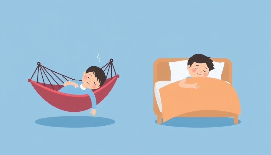 Sleep health comparison: swinging hammock vs bed sleeping illustration.