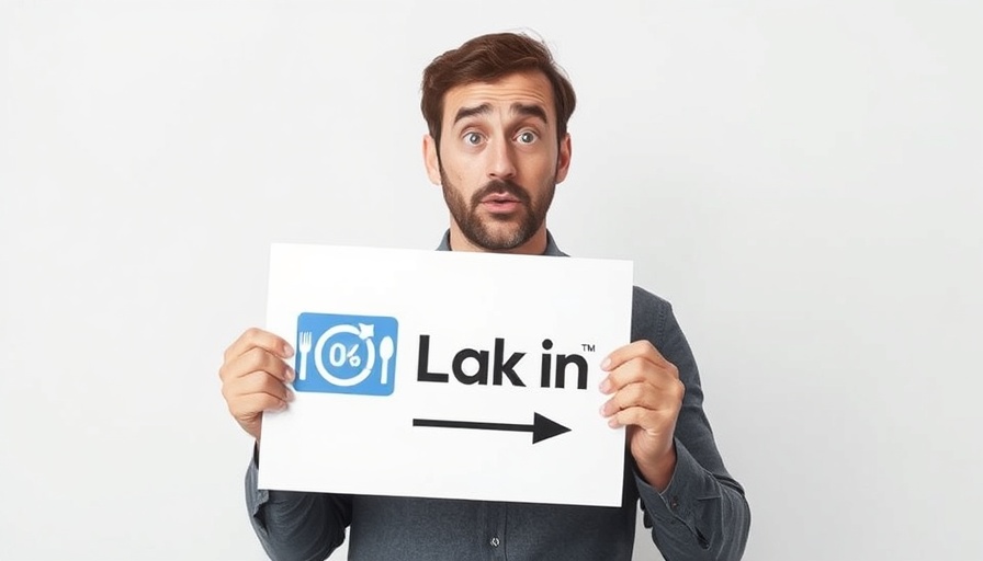 AI in Video Editing concept with surprised man holding logo sign.