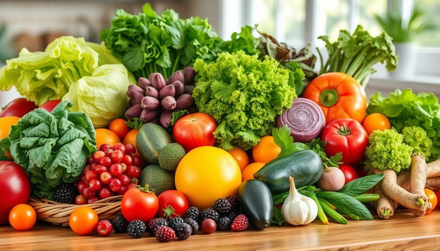 Eating for Gut Health: Fresh fruits and veggies array.