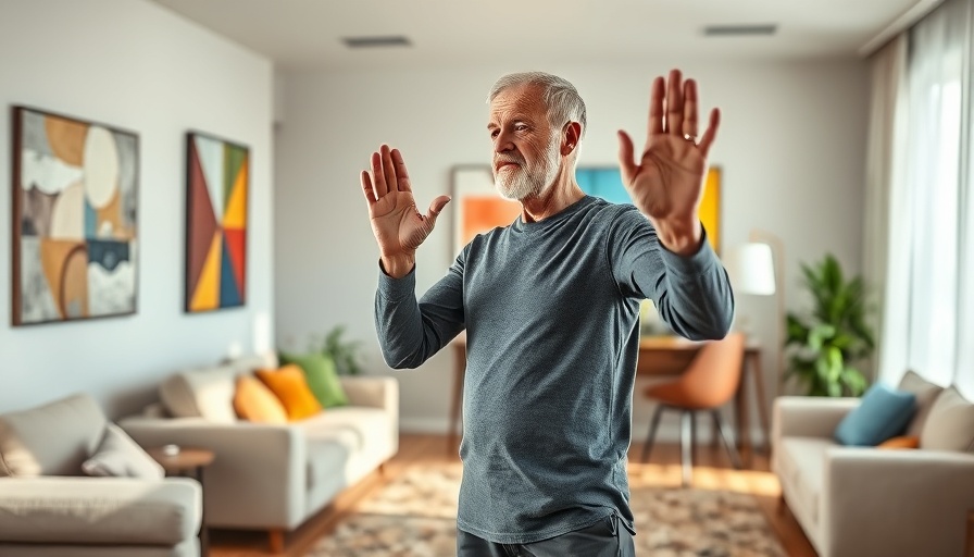 Middle-aged man demonstrating couch movements to lower blood sugar.