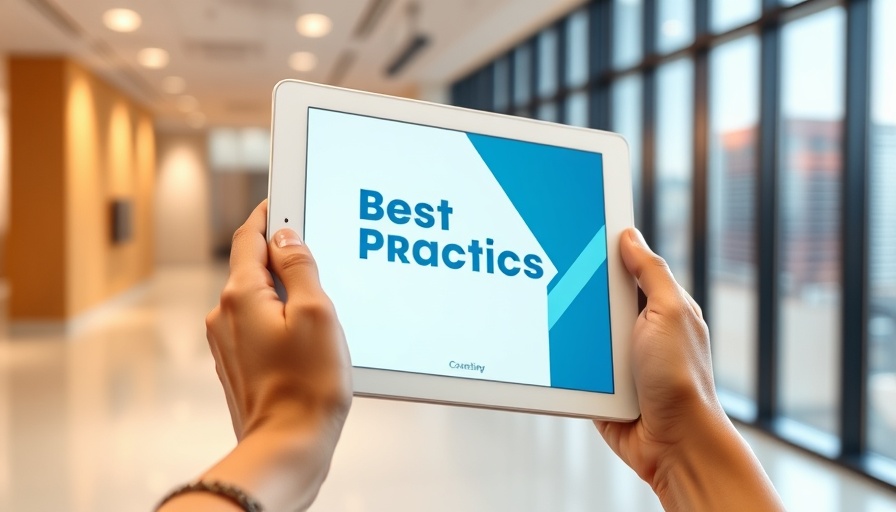 Best practice guide displayed on tablet, hands holding it.