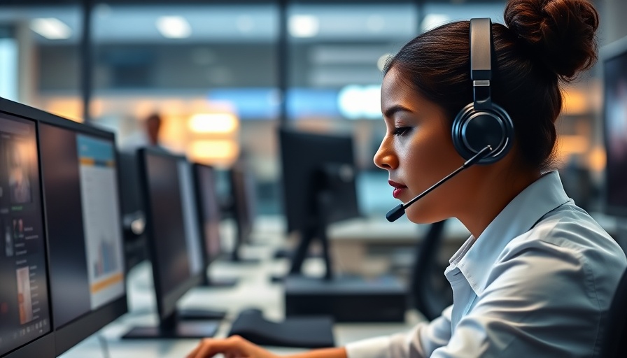 Call center agent ensuring first call resolution in modern office.