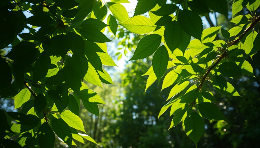 Mindfulness in nature: Sunlight filtering through green leaves
