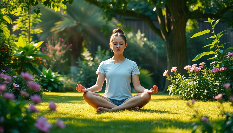Serene person meditating in a tranquil garden for anxiety relief.