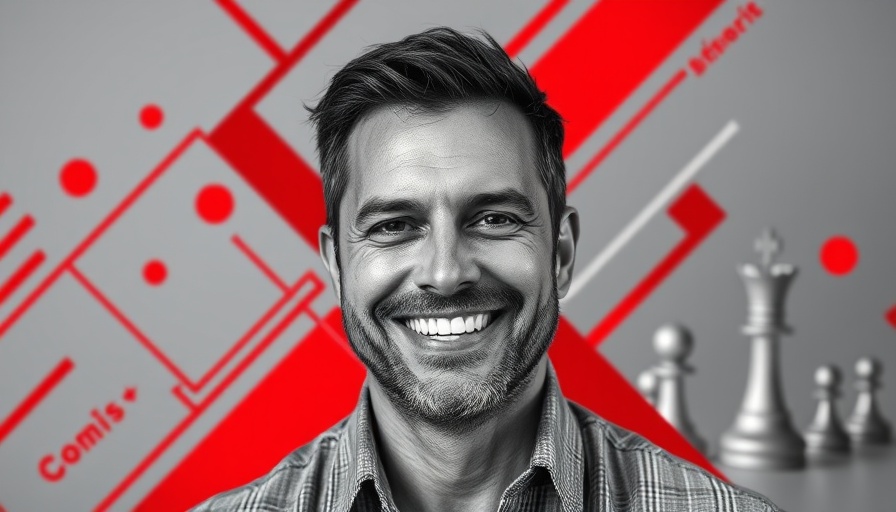 Grayscale portrait with marketing graphics, email marketing tactics concept