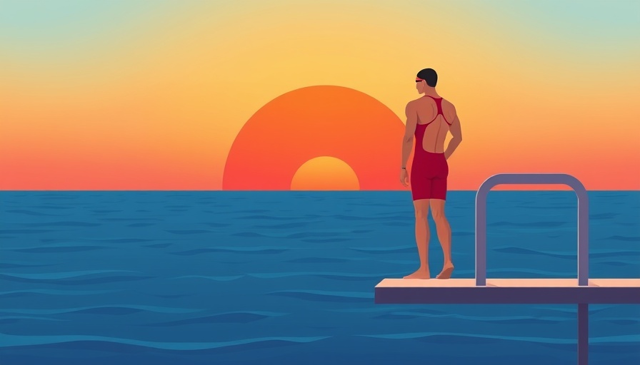 Illustration depicting anxiety disorders with a reflective swimmer on diving board.