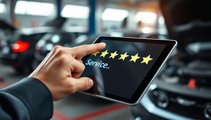 Tablet showing Customer Effort Score being rated in a garage.