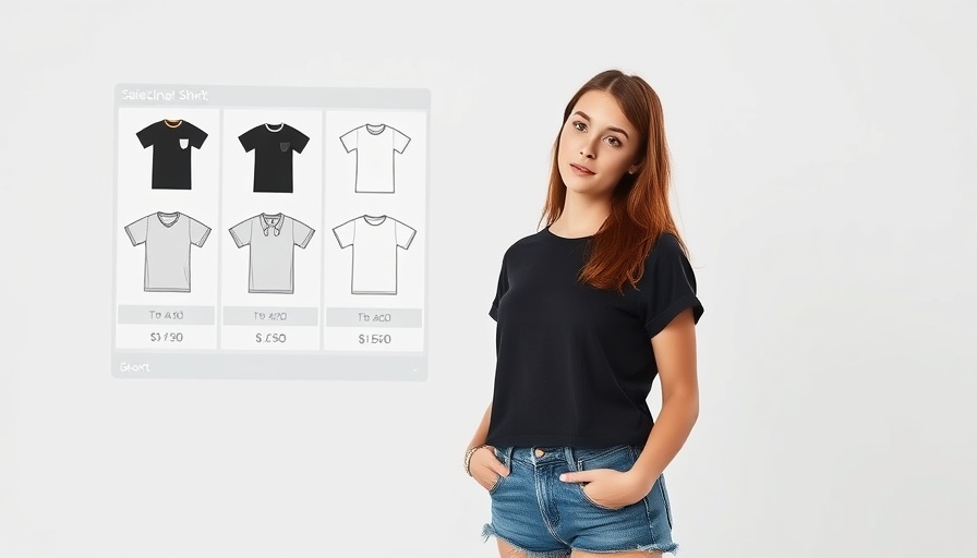 Young woman interacting with drag-and-drop styling UI in minimalistic design.