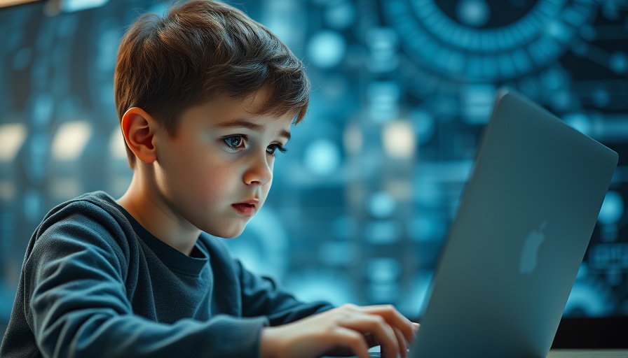 AI-powered learning: Young boy exploring technology with laptop.