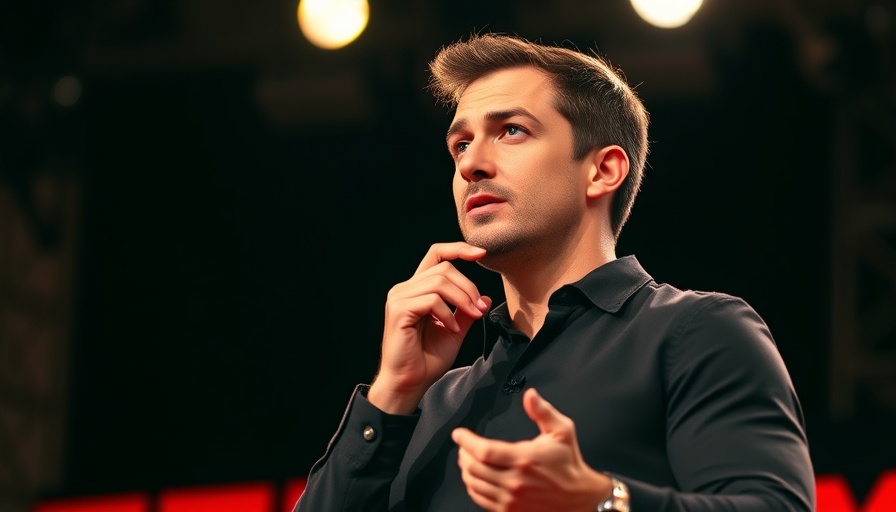 Confident speaker discusses creativity at TEDx event. Regain your creativity today.