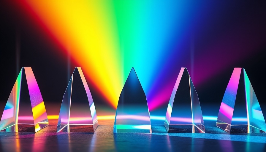 Elegant prisms refracting light, symbolizing brand visibility in digital marketing.