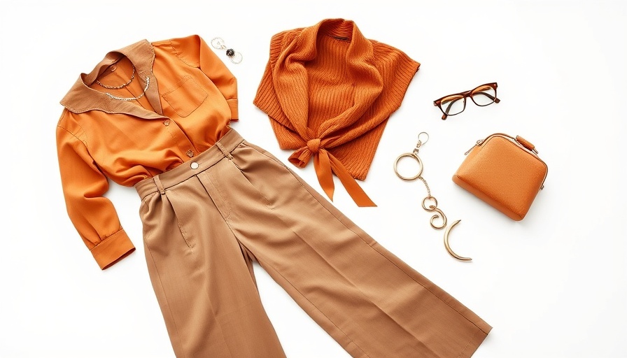 Stylish sustainable fashion outfit with brown pants and chic accessories.