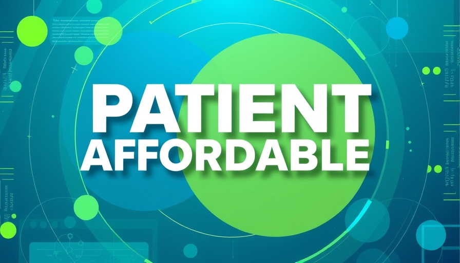 Futuristic design with typography on patient affordability.