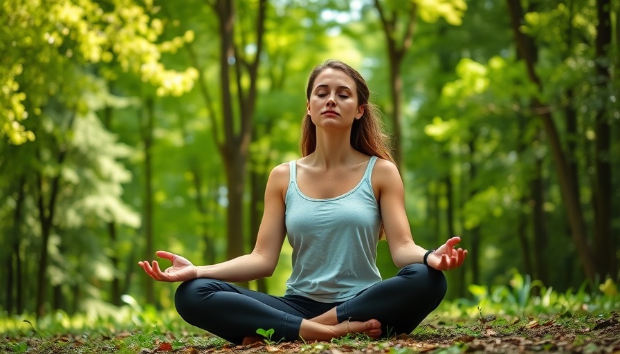 Mindfulness for Mental Health: Woman meditating in serene forest setting.