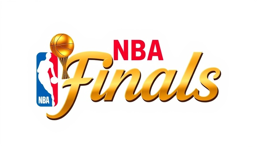 Stylized NBA Finals logo with golden trophy and calligraphy.