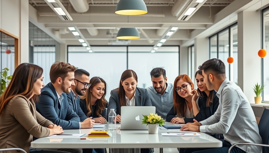 Team brainstorming in modern office, emphasizing branding as a multiplier.