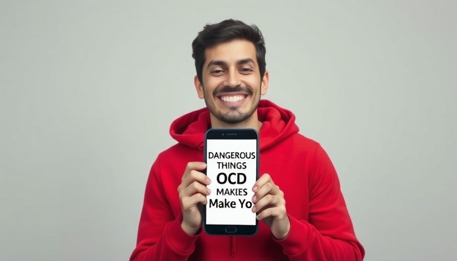 Man holding phone discussing dangers related to OCD.