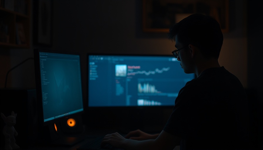 Silhouette of person at computer in dark room, related to Bitcoin legal tender in Paraguay.