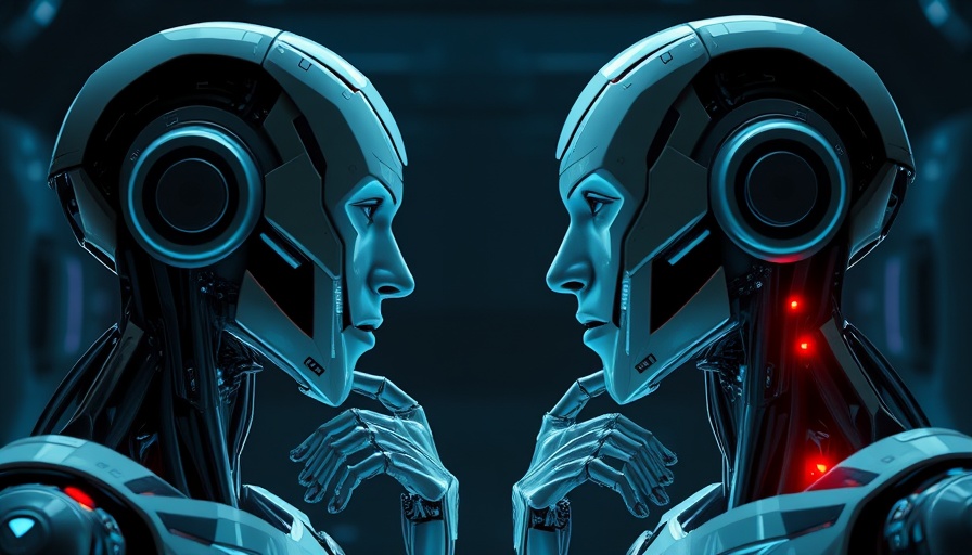 Futuristic robots symbolize AI in digital marketing.