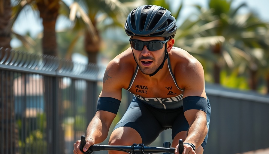 Cyclist competes on road, showcasing speed and focus.