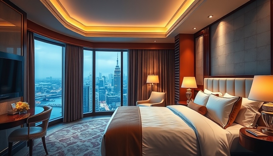Luxurious hotel room depicting good SEO services with text labels.