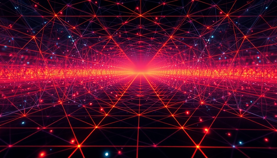 Infinite parallax grid with geometric abstract shapes.