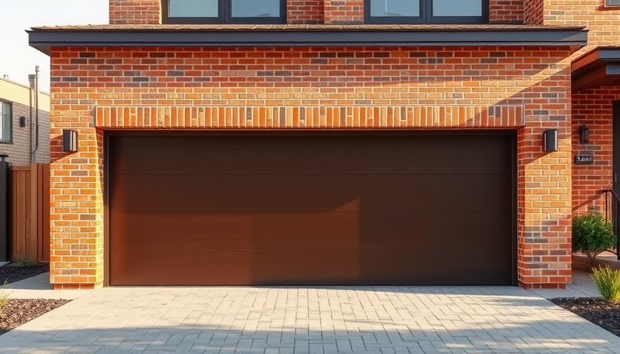 Modern brick garage exterior highlighting garage security.