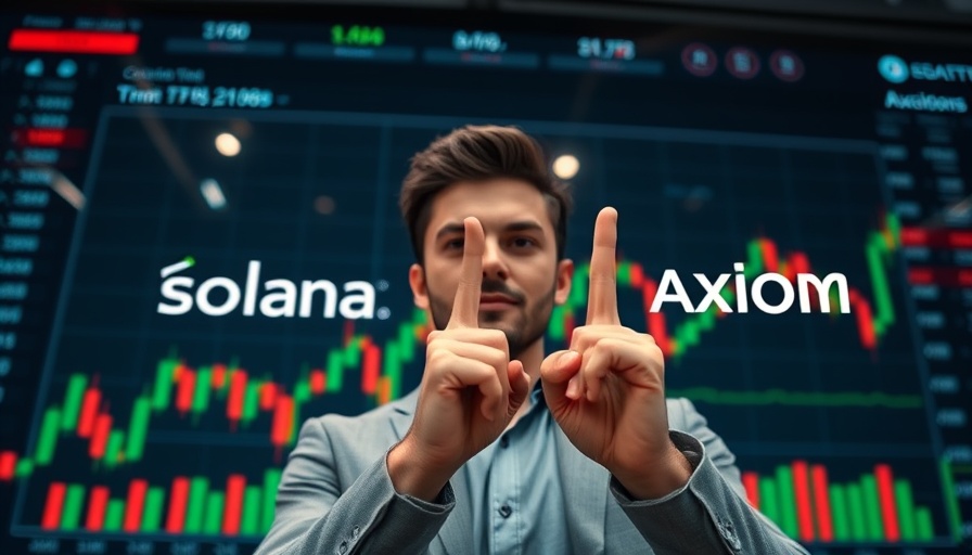 Catching 100x Tokens with Axiom, secret Solana tool visual featuring finance chart.