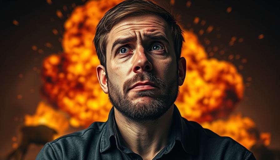 Bitcoin as a Safe Haven concept with concerned man and explosion.