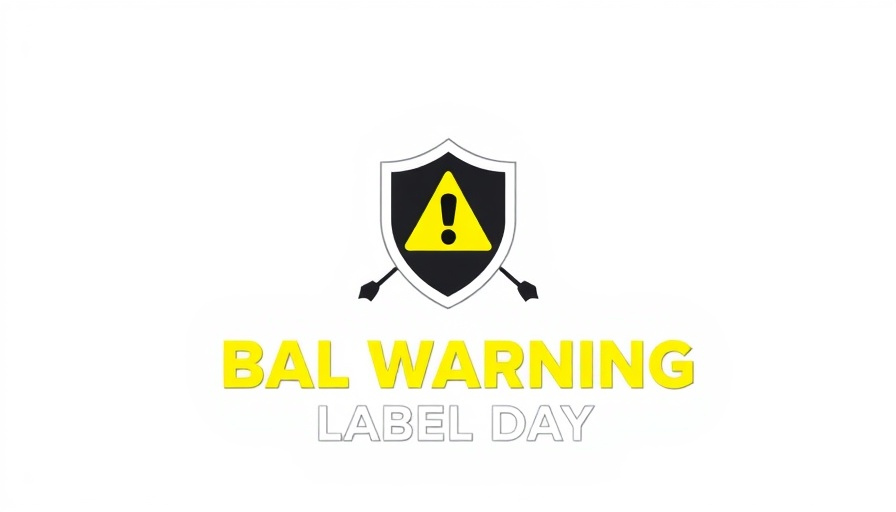 Bold yellow text logo for Global Warning Label Day with digital safety theme.