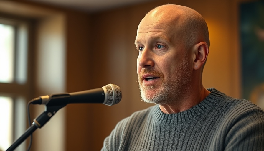 Man speaking into a microphone, discussing first 1,000 followers on X.