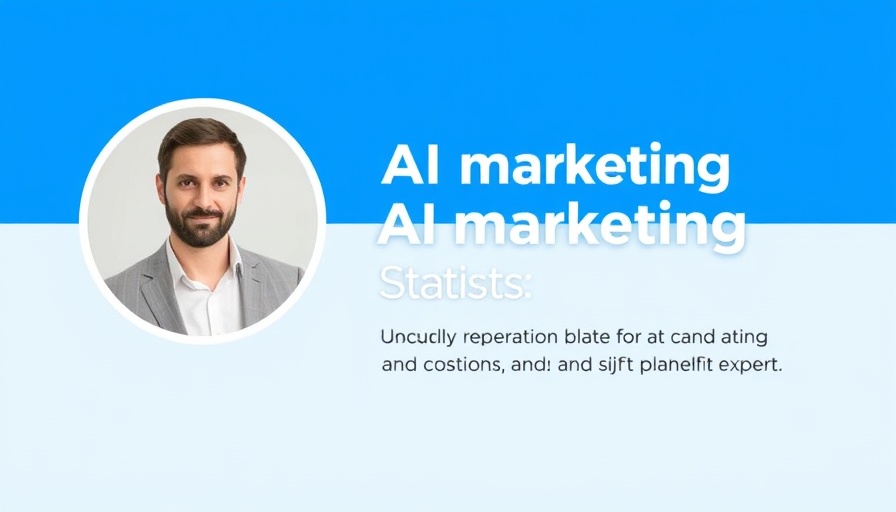 AI in digital marketing statistics headline on blue graphic.