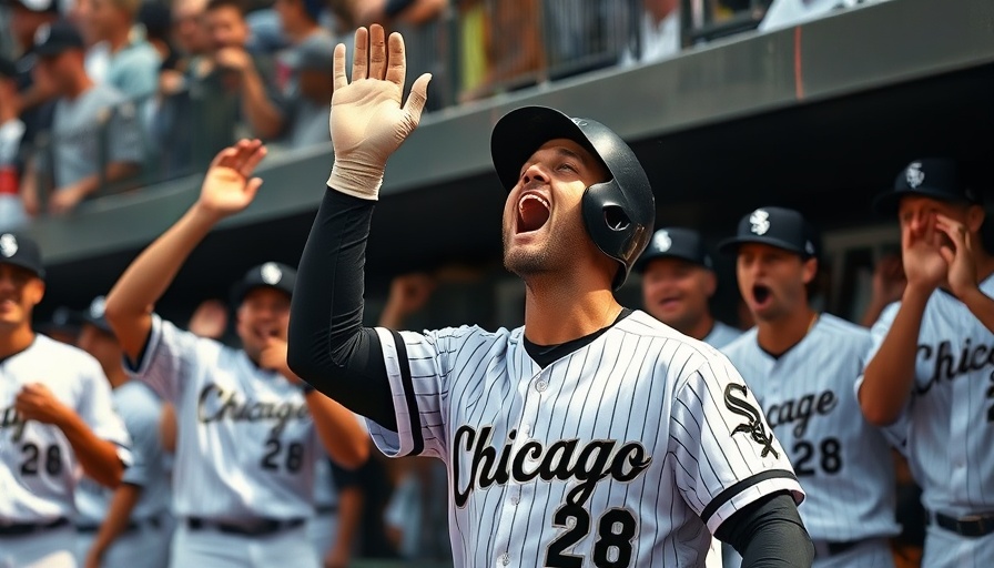 Chicago White Sox player celebrating with teammates in dugout.
