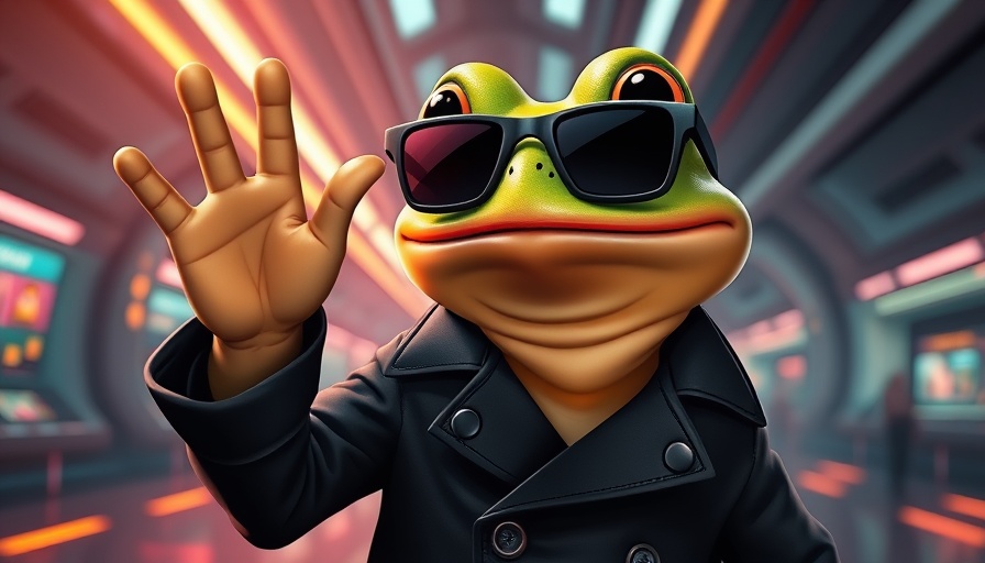 Neo Pepe character in a futuristic digital setting.