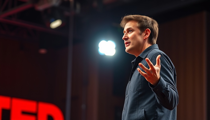 Speaker passionately delivering a TEDx talk on desire