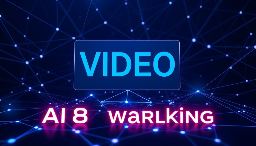 Futuristic interface of AI tools in video marketing 2025.