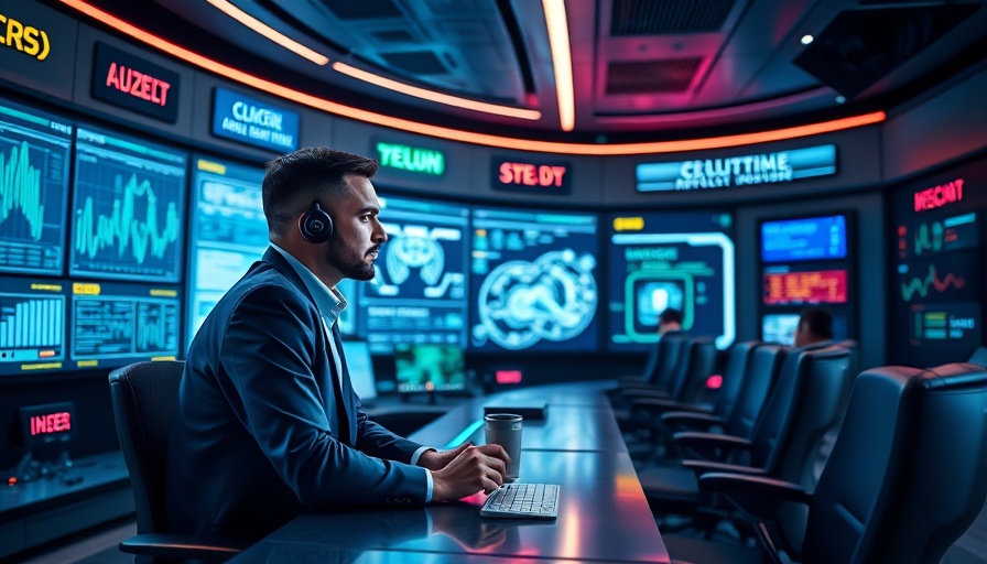 Futuristic control room showcasing healthcare insurer automation.