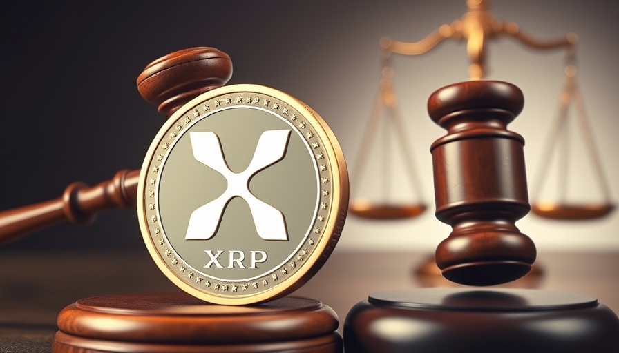 XRP lawsuit outcome represented by gavel and logo.