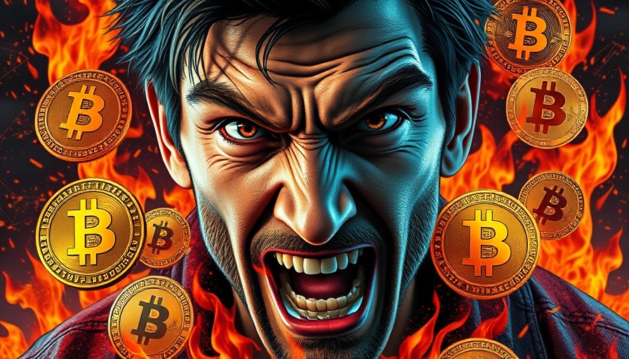 Bitcoin analysis featuring dynamic crypto symbols and fiery elements