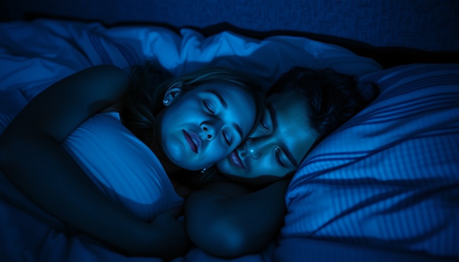 Woman awake in bed next to sleeping man, highlighting sleep health.