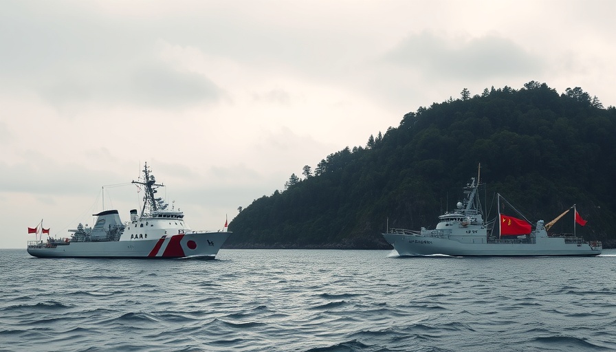 Japan and Chinese coast guard ships near Diaoyu Islands.
