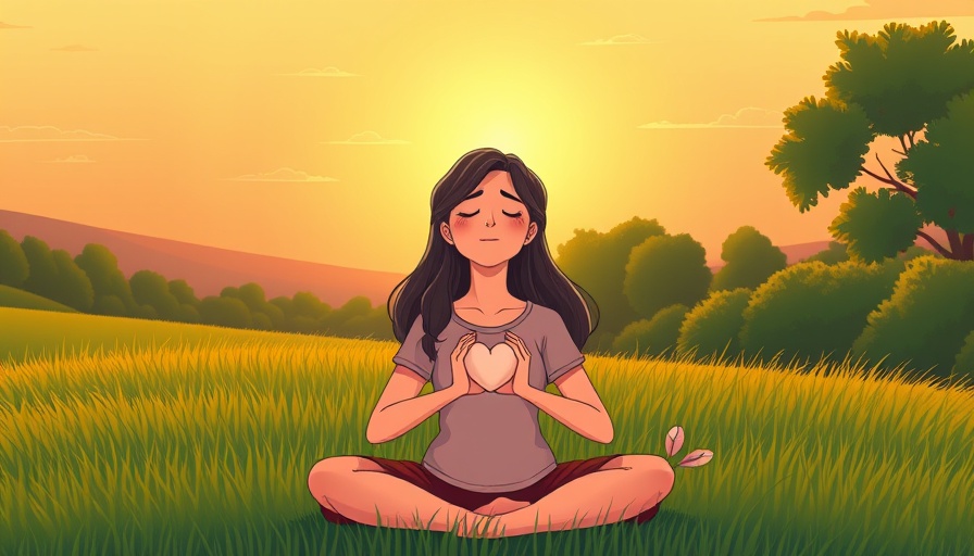 Heart-centered meditation for parents at sunset in a serene landscape.