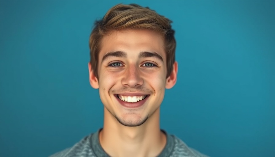 Smiling young man with blue background, related to AI Ranking Factors for Google AI Mode and ChatGPT.