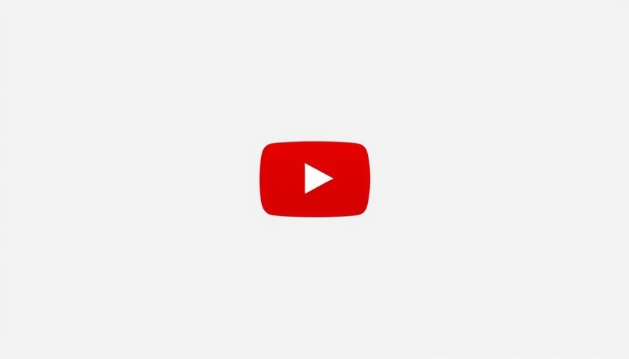 Minimalist YouTube logo on a red background.
