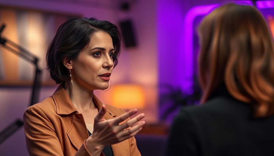 Confident woman in studio discussing strategy, mastering crypto skills.