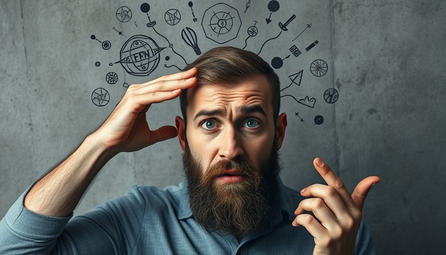 Confused man with chaotic thoughts symbolizing Planning for Neurodivergent Adults.